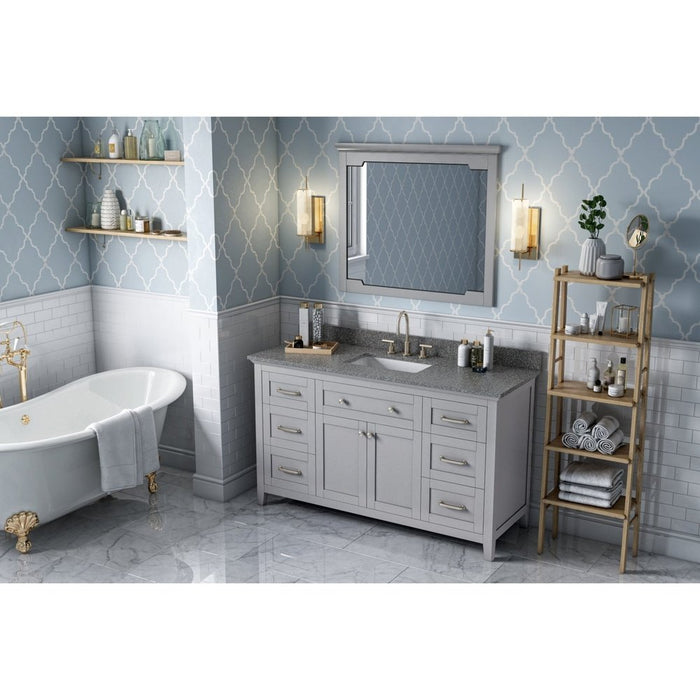 Jeffrey Alexander 60" Grey Chatham Single Vanity, with undermount rectangle bowl