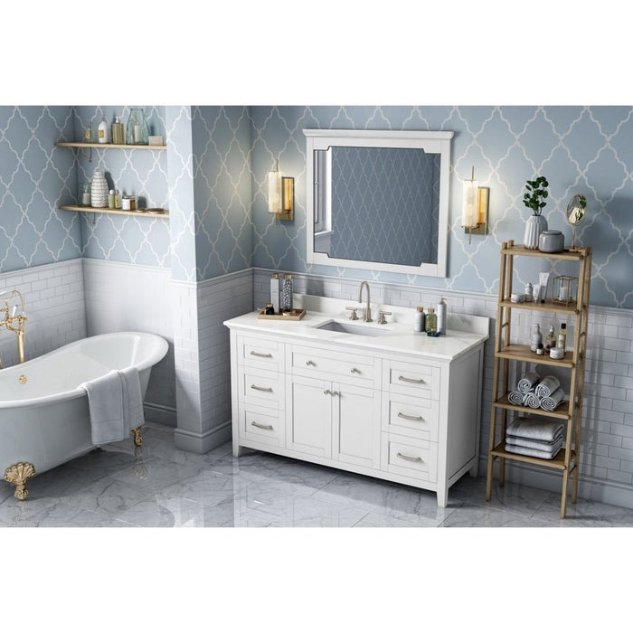 Jeffrey Alexander 60" White Chatham Vanity, Calacatta Vienna Quartz Vanity Top, undermount rectangle bowl