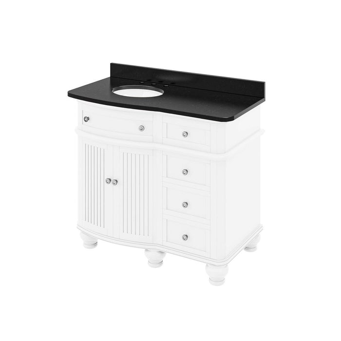 Jeffrey Alexander 48" White Compton Vanity, Compton-only Black Granite Vanity Top, undermount oval bowl