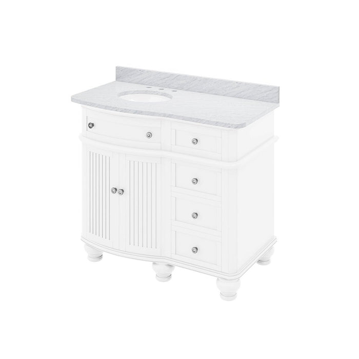 Jeffrey Alexander 48" White Compton Vanity, Compton-only White Carrara Marble Vanity Top, undermount oval bowl