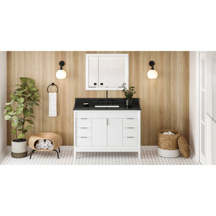 Jeffrey Alexander 48" White Theodora Vanity, Vanity Top, integrated rectangle bowl