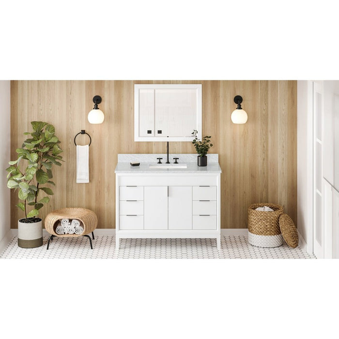 Jeffrey Alexander 48" White Theodora Vanity, Vanity Top, integrated rectangle bowl