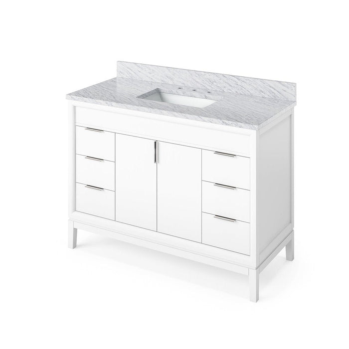 Jeffrey Alexander 48" White Theodora Vanity, Vanity Top, integrated rectangle bowl