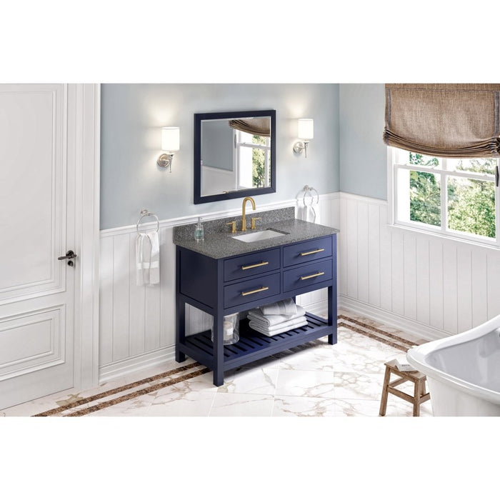 Jeffrey Alexander 48" Hale Blue Wavecrest Vanity, Boulder Cultured Marble Vanity Top, undermount rectangle bowl