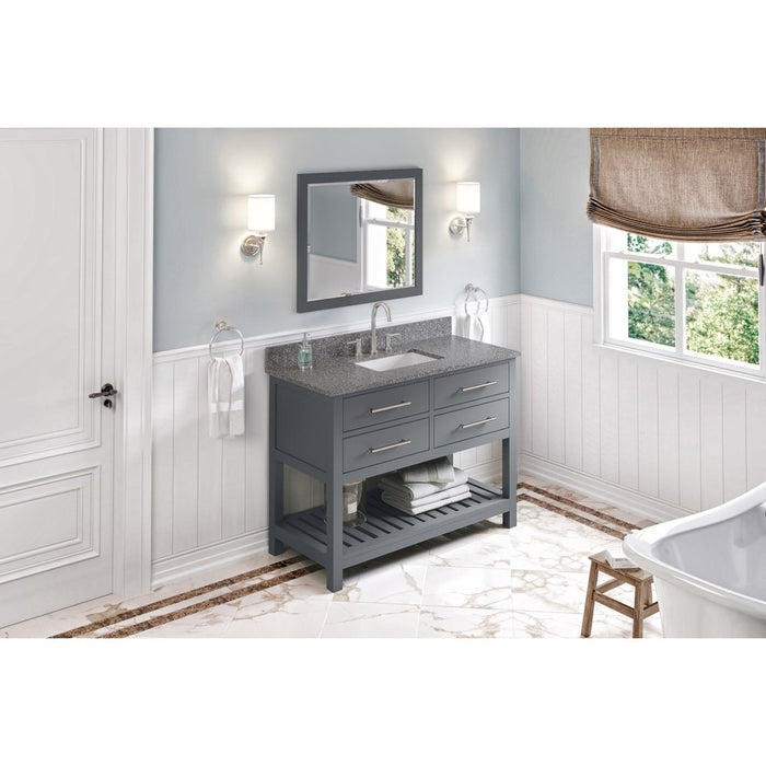 Jeffrey Alexander 48" Grey Wavecrest Vanity, Boulder Cultured Marble Vanity Top, undermount rectangle bowl