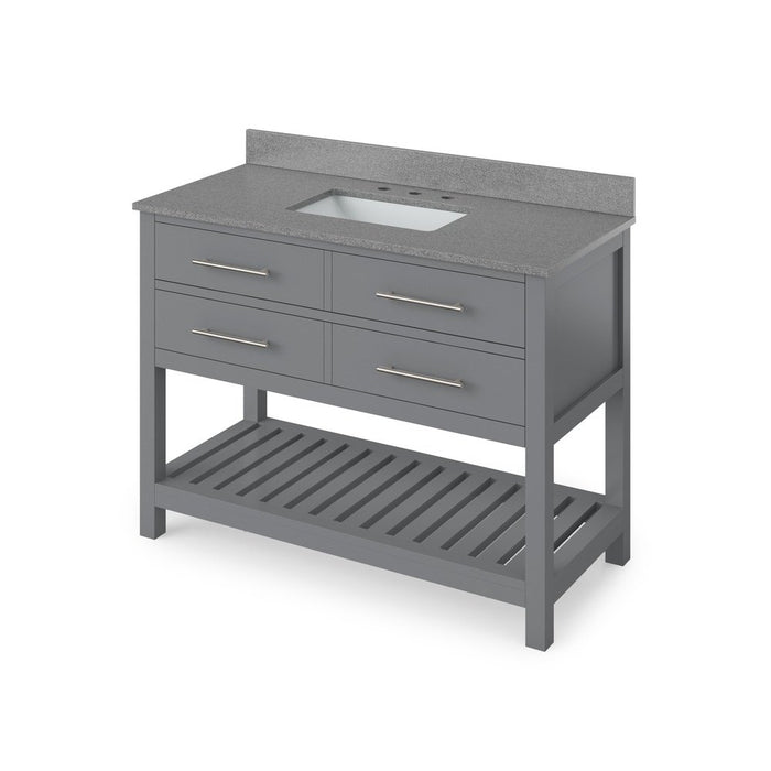 Jeffrey Alexander 48" Grey Wavecrest Vanity, Steel Grey Cultured Marble Vanity Top, undermount rectangle bowl