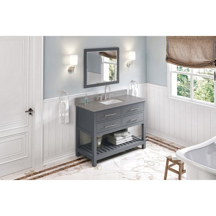 Jeffrey Alexander 48" Grey Wavecrest Vanity, Steel Grey Cultured Marble Vanity Top, undermount rectangle bowl