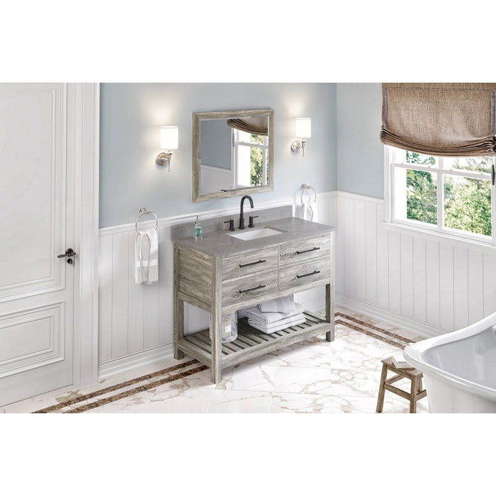 Jeffrey Alexander 48" Weathered Grey Wavecrest Vanity, Steel Grey Cultured Marble Vanity Top, undermount rectangle bowl