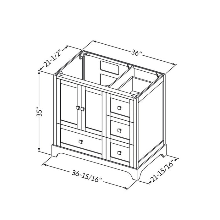 Jeffrey Alexander 36" White Addington Vanity, left offset