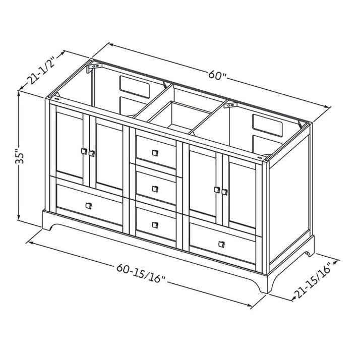 Jeffrey Alexander 60" White Addington Vanity, double bowl