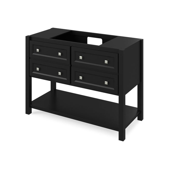 Jeffrey Alexander 48" Black Adler Vanity, Black Granite Vanity Top, undermount rectangle bowl