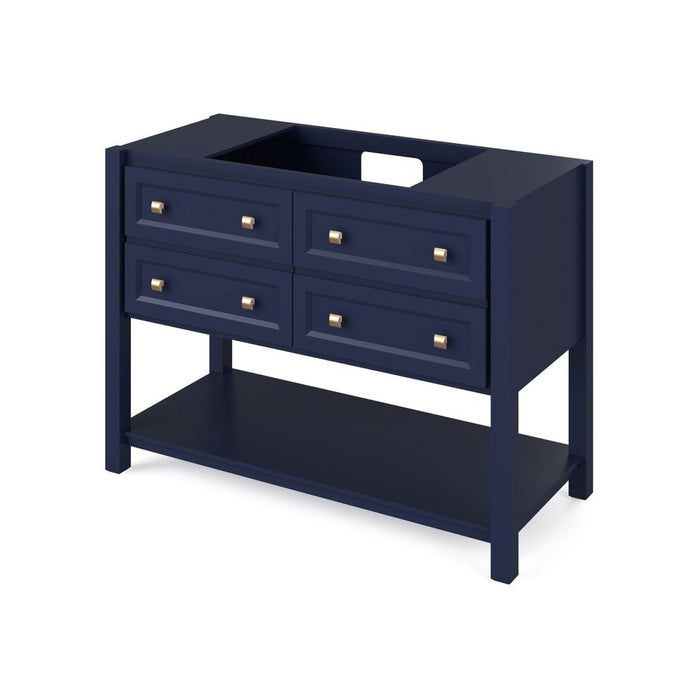 Jeffrey Alexander 48" Hale Blue Adler Vanity, Black Granite Vanity Top, undermount rectangle bowl