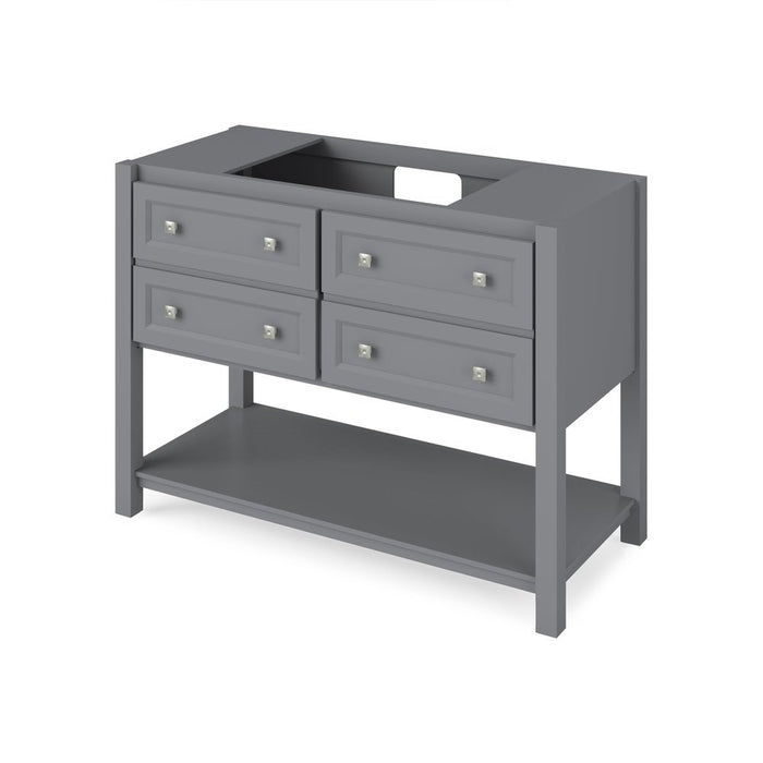 Jeffrey Alexander 48" Grey Adler Vanity, Black Granite Vanity Top, undermount rectangle bowl