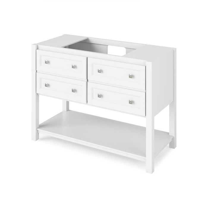 Jeffrey Alexander 48" White Adler Vanity, White Carrara Marble Vanity Top, undermount rectangle bowl