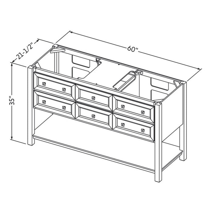 Jeffrey Alexander 60" White Adler Vanity, double bowl