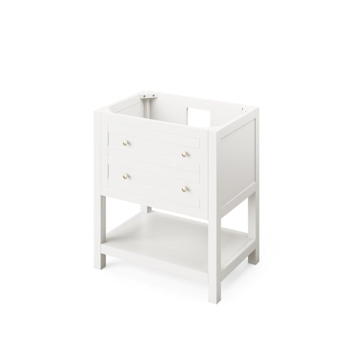 Jeffrey Alexander 30" White Astoria Vanity, White Carrara Marble Vanity Top, undermount rectangle bowl