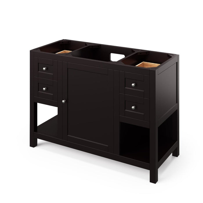 Jeffrey Alexander 48" Espresso Astoria Vanity, Black Granite Vanity Top, undermount rectangle bowl