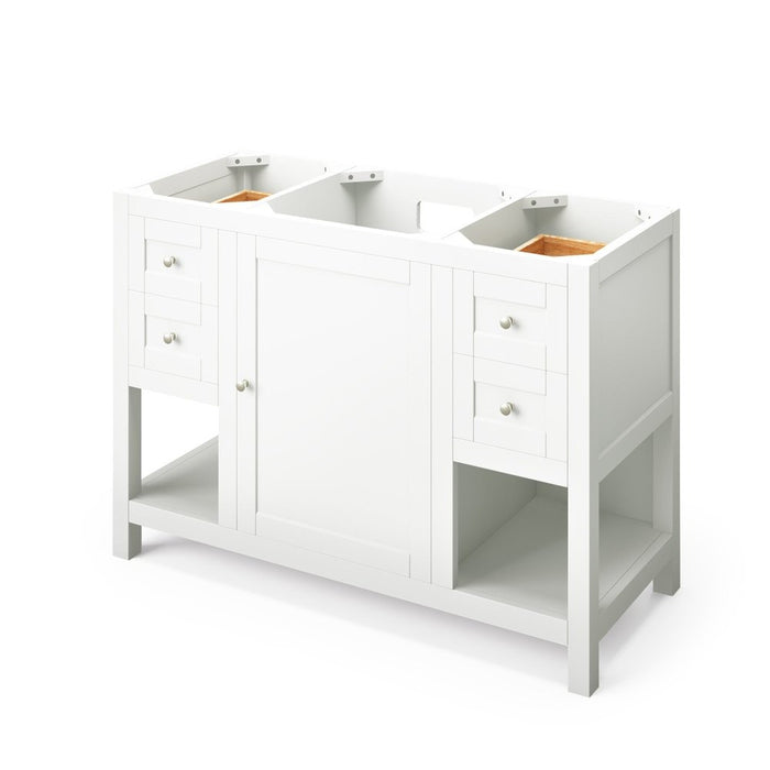 Jeffrey Alexander 48" White Astoria Vanity, Steel Grey Cultured Marble Vanity Top, undermount rectangle bowl