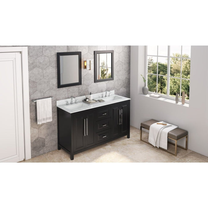 Jeffrey Alexander 60" Black Cade Vanity, double bowl