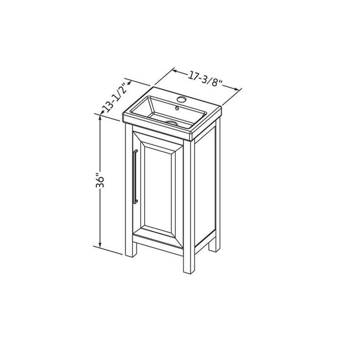 Jeffrey Alexander 18" White Cade Vanity, porcelain vessel top