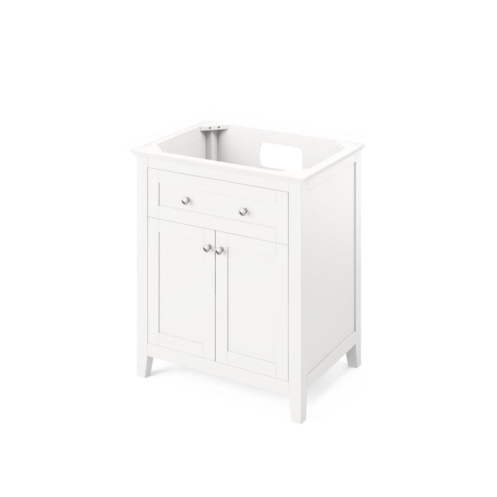 Jeffrey Alexander 30" White Chatham Vanity, Calacatta Vienna Quartz Vanity Top, undermount rectangle bowl