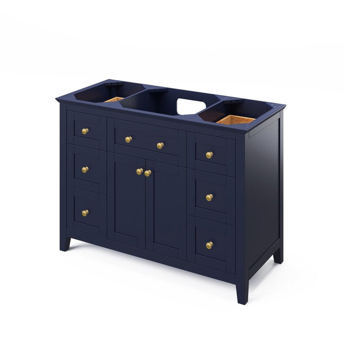 Jeffrey Alexander 48" Hale Blue Chatham Vanity, Black Granite Vanity Top, undermount rectangle bowl