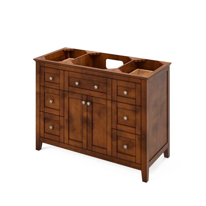 Jeffrey Alexander 48" Chocolate Chatham Vanity, with Vanity Top, undermount rectangle bowl