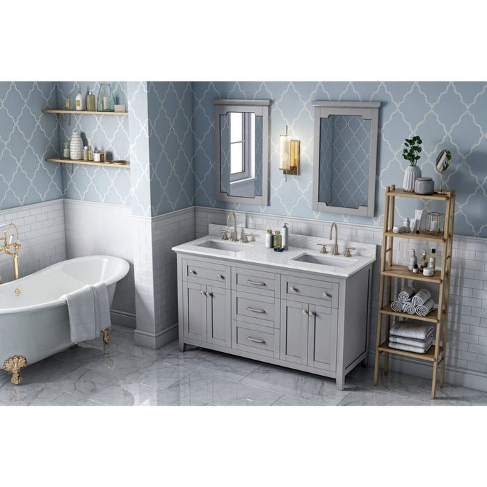 Jeffrey Alexander 60" Grey Chatham Vanity, double bowl