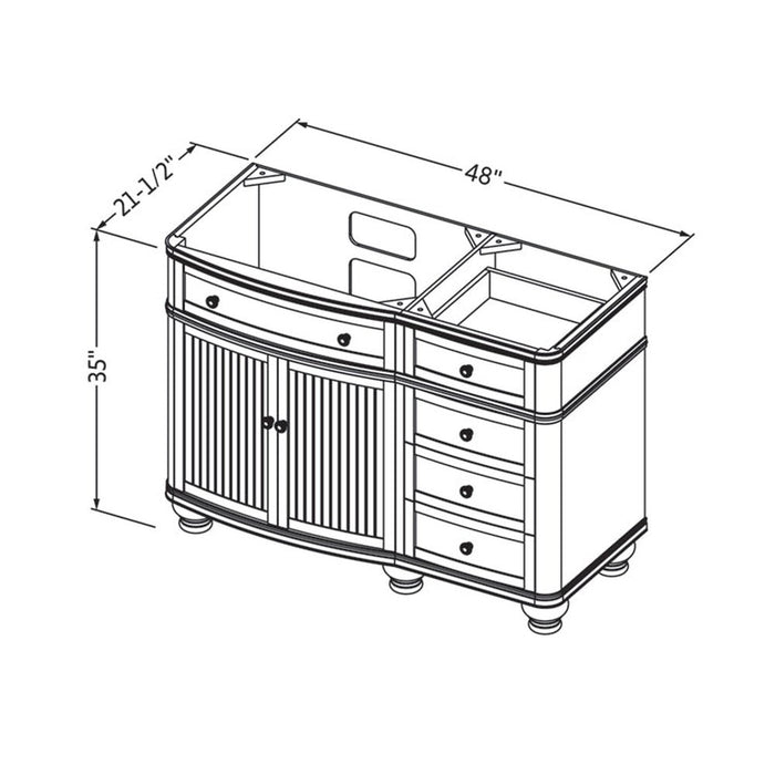 Jeffrey Alexander 48" Walnut Compton Vanity, Compton-only Black Granite Vanity Top, undermount oval bowl