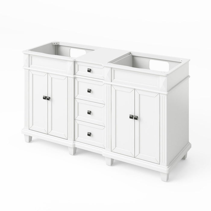 Jeffrey Alexander 60" White Douglas Vanity, double bowl