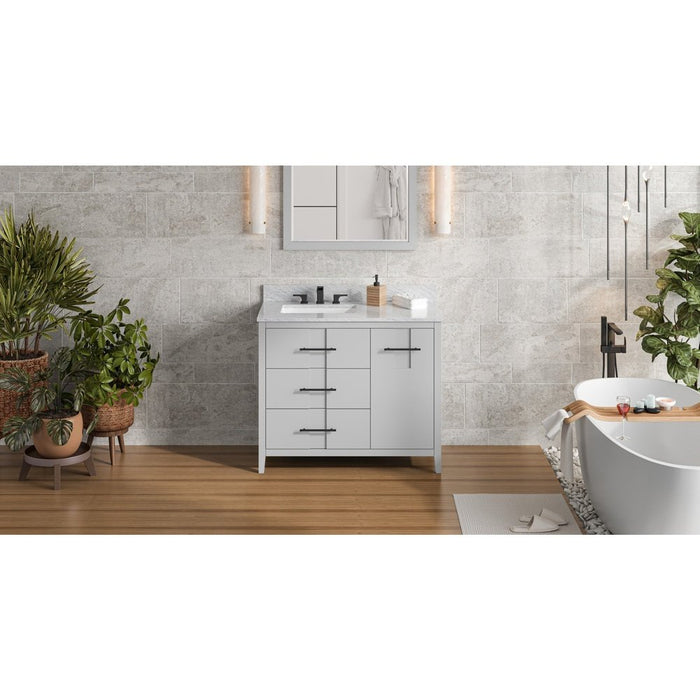 Jeffrey Alexander 42" Grey Katara Vanity, left offset