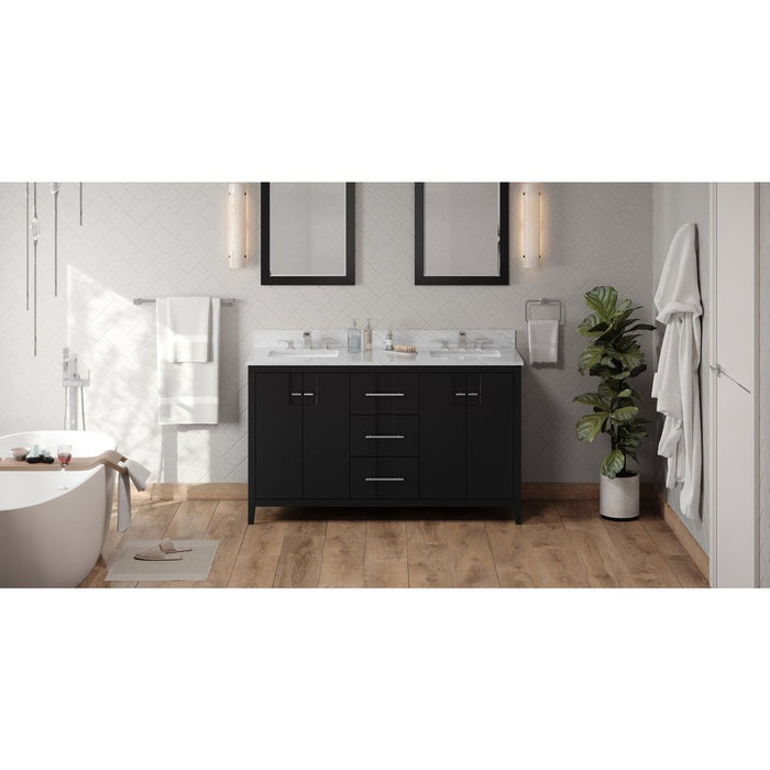 Jeffrey Alexander 60" Black Katara Vanity, double bowl