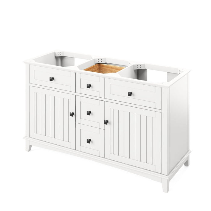 Jeffrey Alexander 60" White Savino Vanity, double bowl