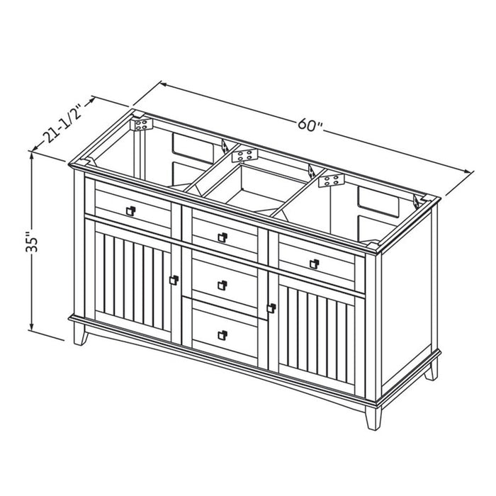 Jeffrey Alexander 60" Grey Savino Vanity, double bowl