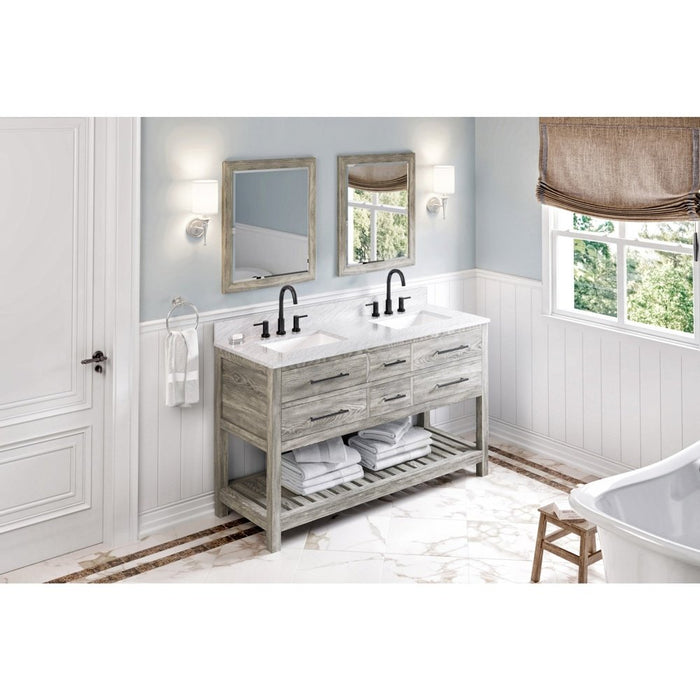 Jeffrey Alexander 60" Weathered Grey Wavecrest Vanity