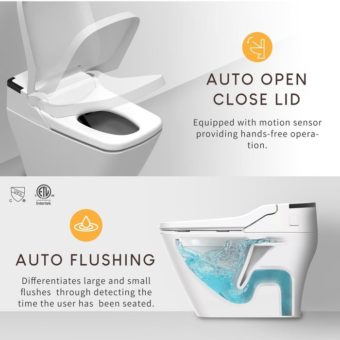 VOVO Stylement TCB-090SA Electric Integrated Smart Bidet Toilet  With Auto Open and Close Lid, Auto Flush, UV LED Sterilization, Heated Seat, Warm Dry and Water and Remote Control