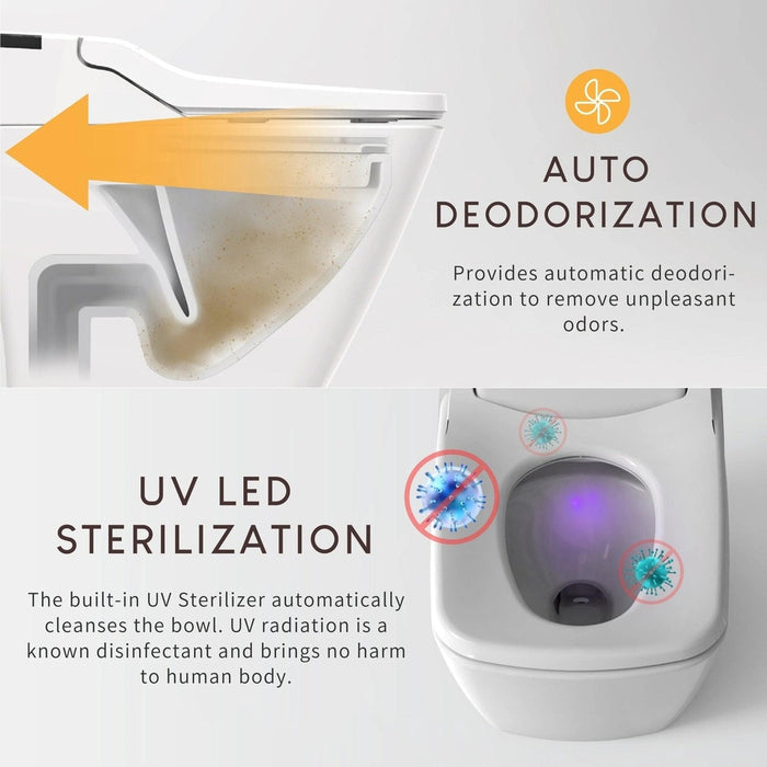 VOVO Stylement TCB-090SA Electric Integrated Smart Bidet Toilet  With Auto Open and Close Lid, Auto Flush, UV LED Sterilization, Heated Seat, Warm Dry and Water and Remote Control