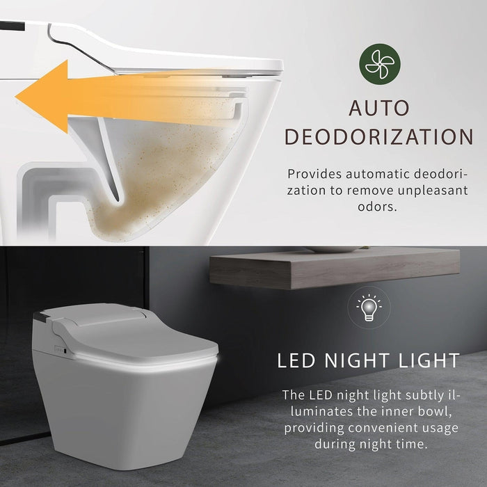 VOVO Stylement TCB-090SA Electric Integrated Smart Bidet Toilet  With Auto Open and Close Lid, Auto Flush, UV LED Sterilization, Heated Seat, Warm Dry and Water and Remote Control