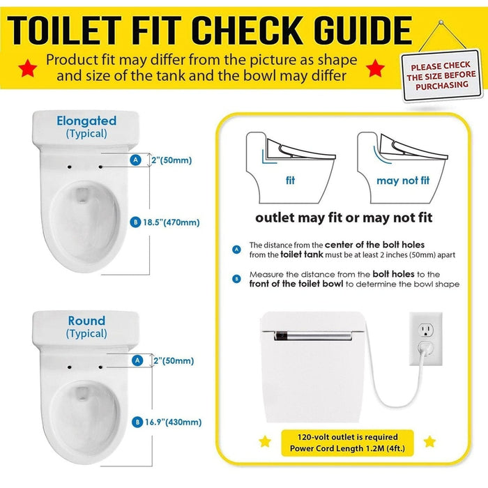 VOVO Stylement VB-4100SR Round Electric Premium Smart Bidet Toilet Seat With Wireless Remote Control