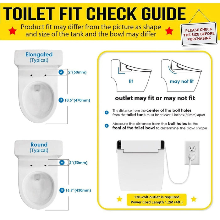 VOVO Stylement VB-6100SR Round Electric Premium Smart Bidet Toilet Seat With Wireless Remote Control