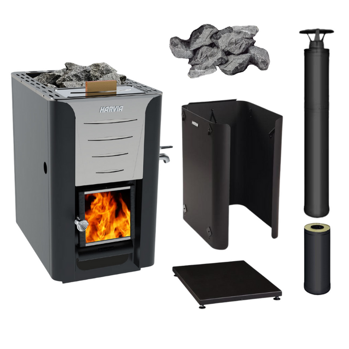 Harvia 20 ES Pro Wood Sauna Stove with Water Tank Package