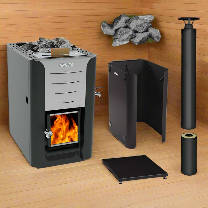 Harvia 20 ES Pro Wood Sauna Stove with Water Tank Package