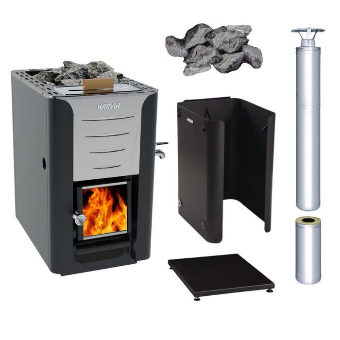 Harvia 20 ES Pro Wood Sauna Stove with Water Tank Package