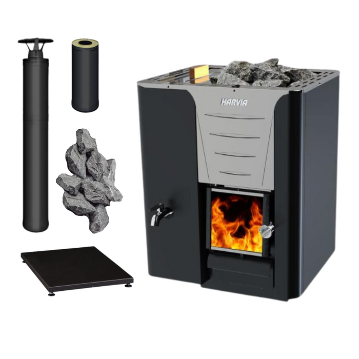 Harvia 20 LS Pro Wood Sauna Stove with Water Tank Package