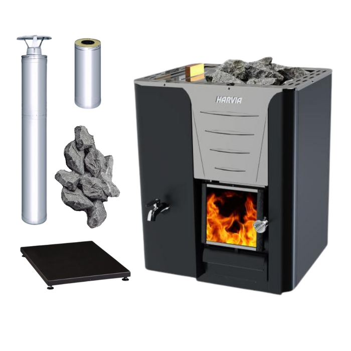 Harvia 20 LS Pro Wood Sauna Stove with Water Tank Package