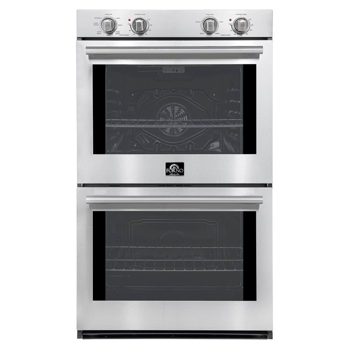 Forno Vomero 30-Inch Double Wall Oven, Stainless Steel, 10 cu.ft Total Capacity, 7100W Convection, Mechanical Controls, Self-Cleaning Function