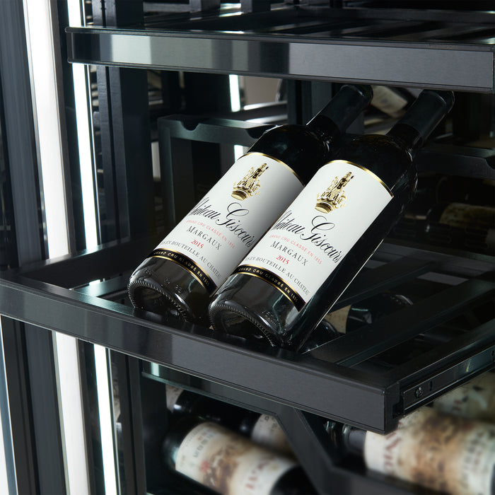 FORNO Abruzzo 48-Inch Dual Zones Wine Cellar, 102 Bottles, 24 cu. ft., Green Acrylic Holders & Black Shelves