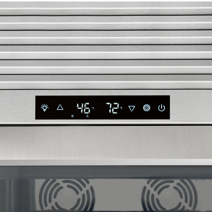 FORNO Abruzzo 48-Inch Dual Zones Wine Cellar, 102 Bottles, 24 cu. ft., Green Acrylic Holders & Black Shelves