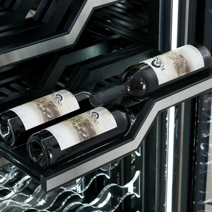 FORNO Abruzzo 48-Inch Dual Zone Wine Cellar, 102 Bottles, 24 cu. ft., Clear Acrylic Holders & Stainless Trim Shelves