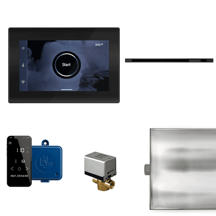 Mr. Steam XButler Linear Steam Shower Control Package with iSteamX Control and Linear SteamHead in Black Matte Black